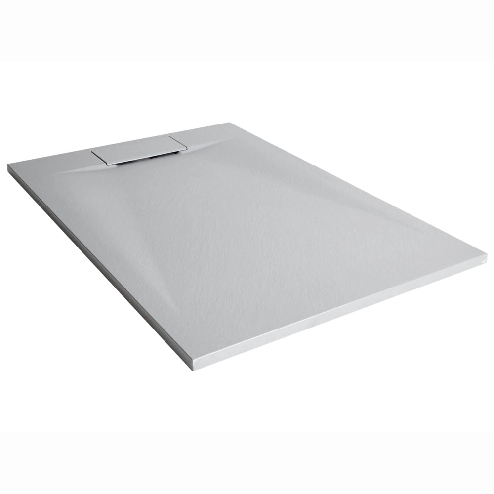 Piatto doccia con scarico grigio SMC 80 x 120 x 3 cm effetto pietra naturale minimalista