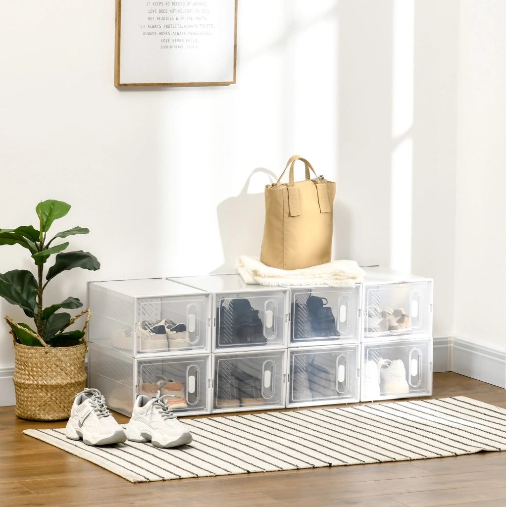 Scarpiera modulare in plastica trasparente con 8 vani 25x35x19 cm