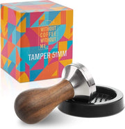 Set di tampi espresso premium 51 mm - tampi espresso in acciaio inossidabile con manico in legno reale di forma elegante - tampi espresso per un godimento completo - panno tampi inclusivo