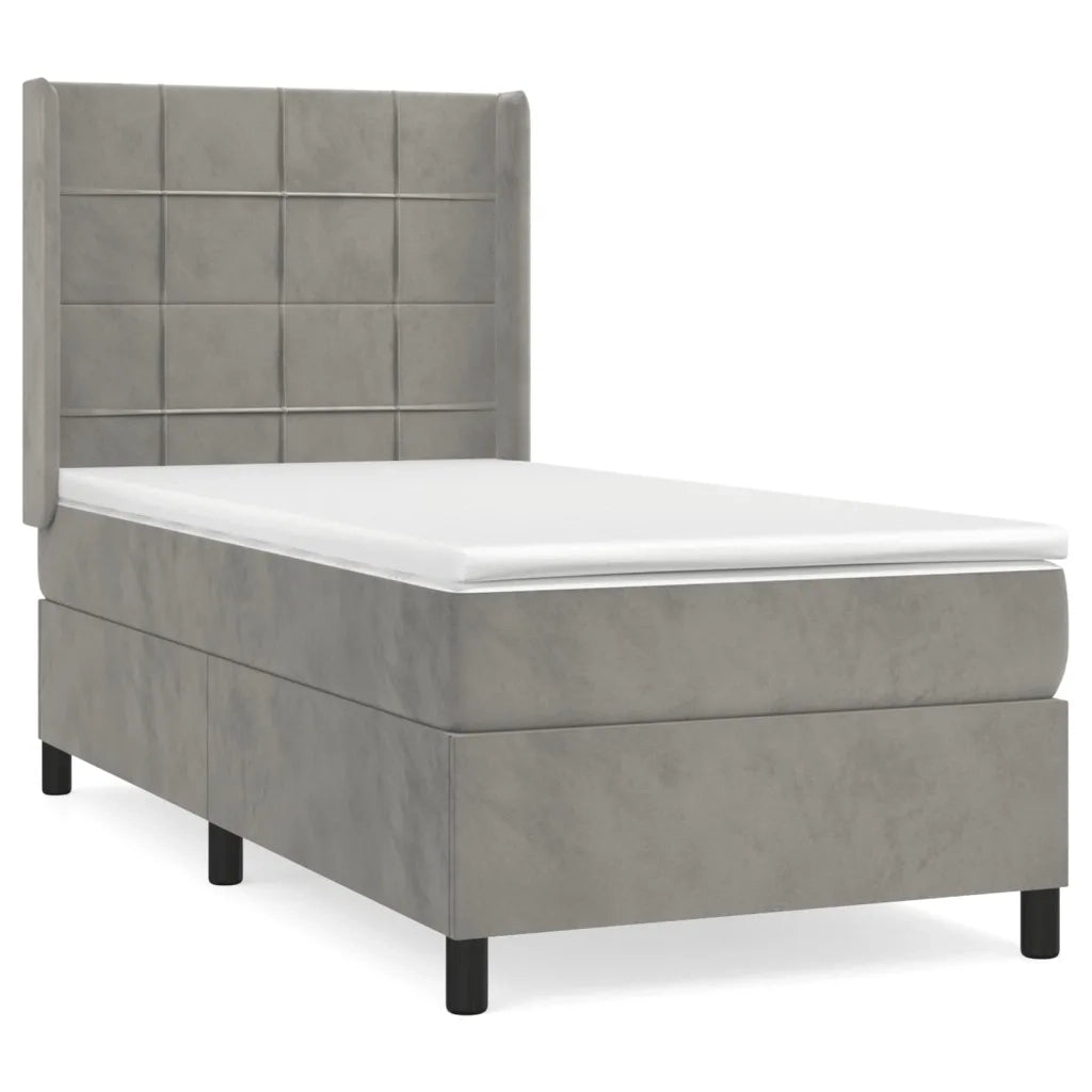 Giroletto a Molle con Materasso-Struttura Letto Grigio Chiaro 90x200 cm Velluto 166930