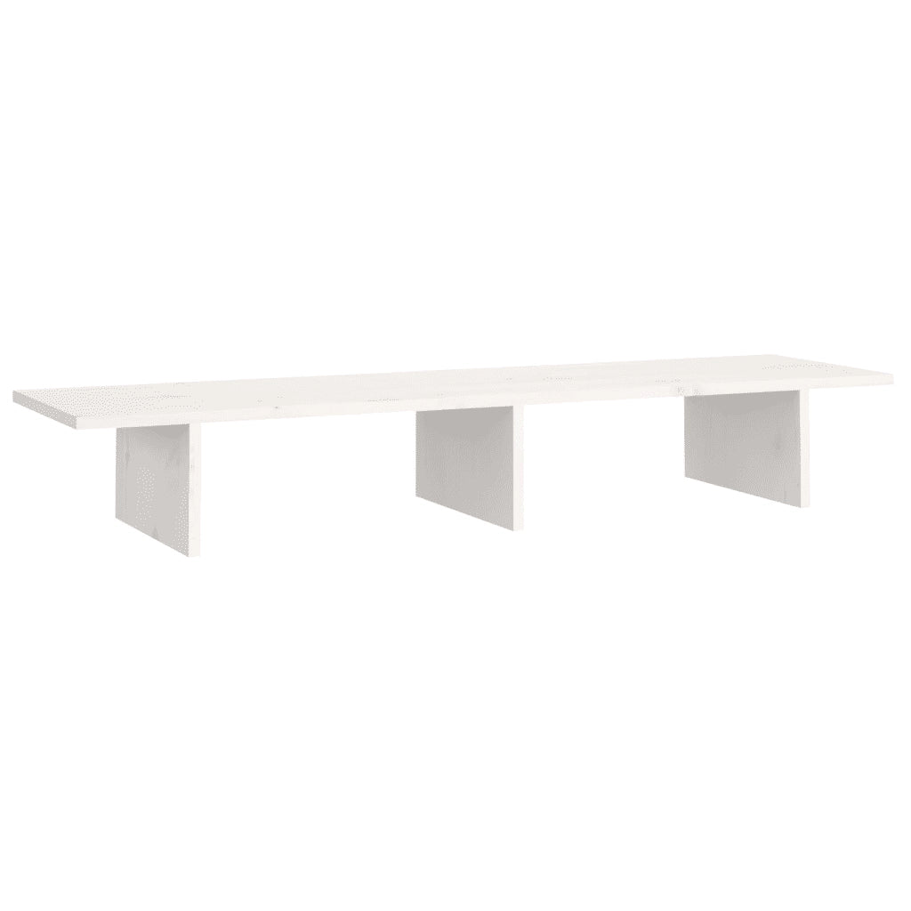 Supporto per Monitor Bianco 100x27x15 cm Legno Massello di Pino 813980