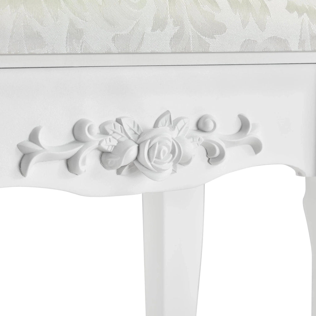 Toletta con specchio 4 cassetti sgabello MDF e legno 141 cm bianco 03_0001499