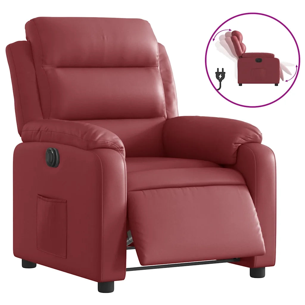 Poltrona | Sedia Relax Reclinabile Elettrica Rosso Vino in Similpelle