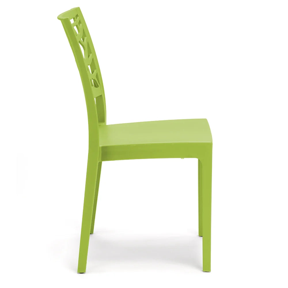 Set 6 sedie in polipropilene TETI, impilabile, resistente ai raggi UV, design moderno, ideale per sala da pranzo, cucina, sala d’attesa, bar, ristoranti o giardino, colore Verde Lime