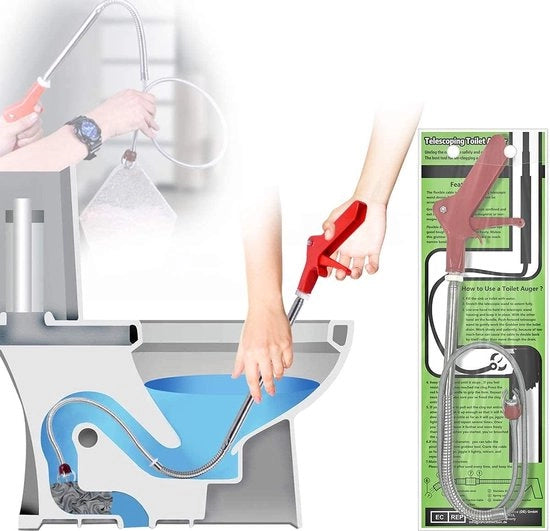 Piastra di pulizia del tubo a 1,77 m con pinza - canna di pulizia del tubo Ideale per la rimozione di capelli e sporcizia - attrezzo di pulizia del tubo adatto per wc, fognatura, vasca da bagno e lavandino