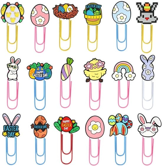 Clips per carta Grande - 18 pezzi - Ufficio - Accessori - Pasqua - Colorati - Adattabili - Ufficio
