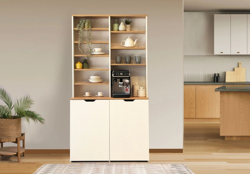 Portacaffè in legno "Flexa" - 100 x 45 x 190 cm - Crema