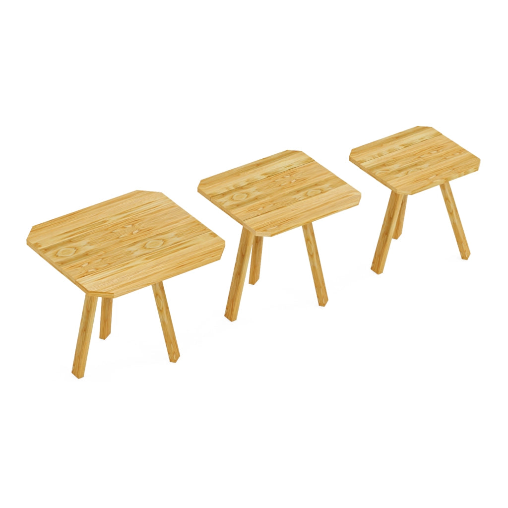 Set di 3 Tavolini Bassi da Salotto Masku Tavolini Sovrapponibili in Legno di Pino Naturale [en.casa]