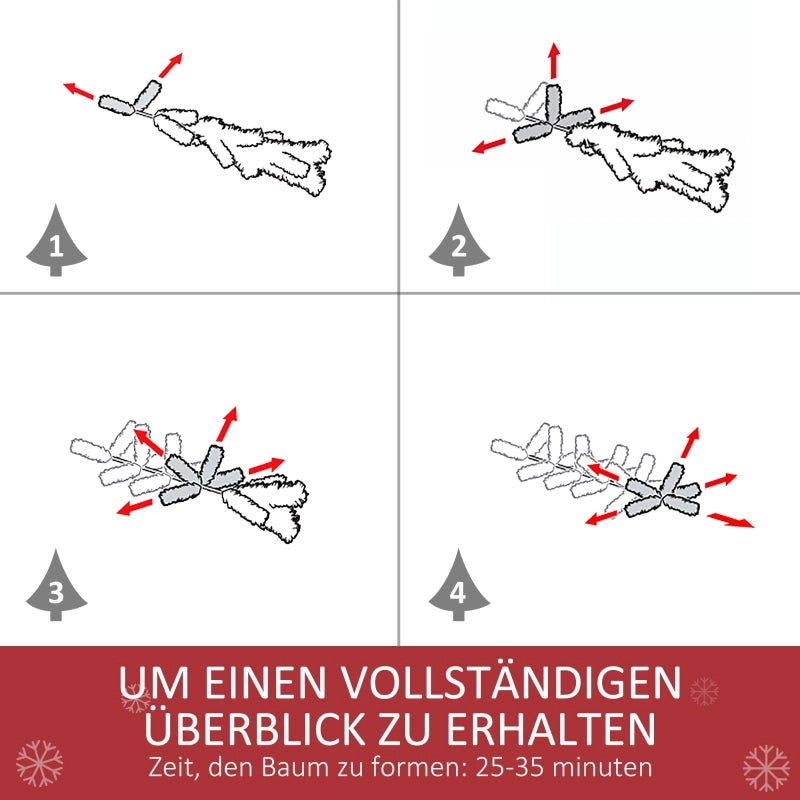 Albero di Natale artificiale, 800 rami, 61 pigne, punte innevate, ignifugo, 180 cm