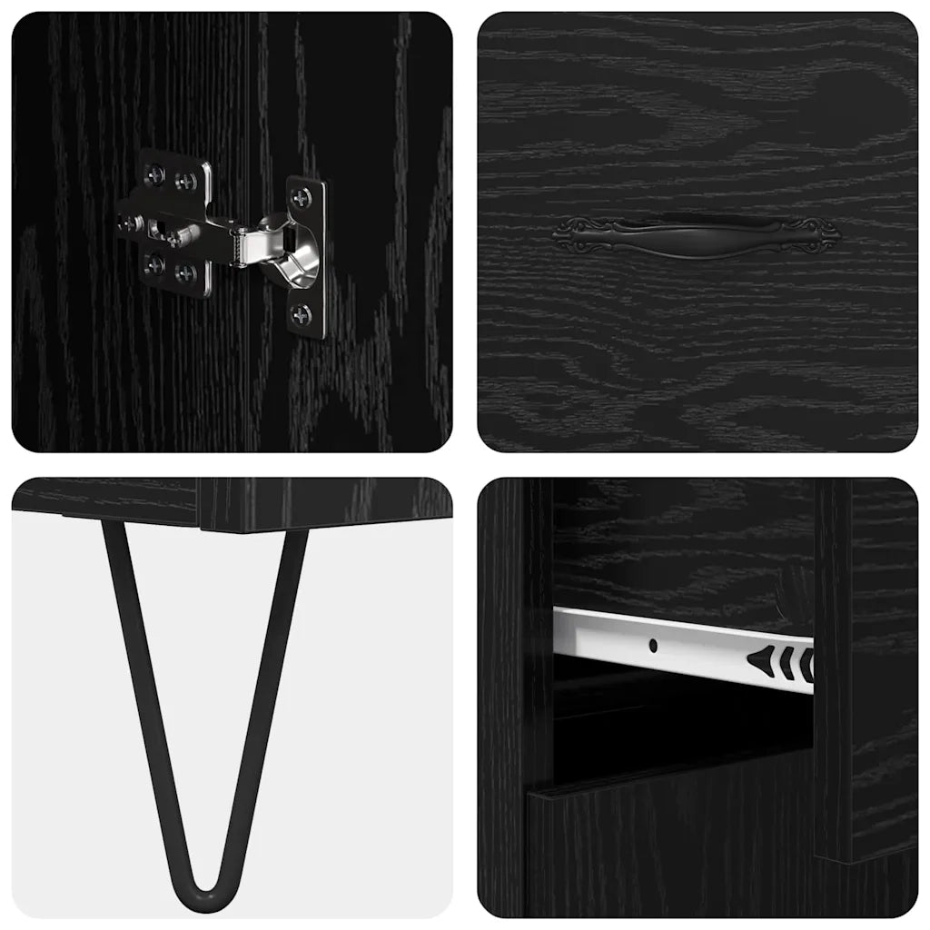 Credenza-Buffet-Armadio da cucina Rovere Nero 69,5 x 34 x 90 cm Legno multistrato 132333