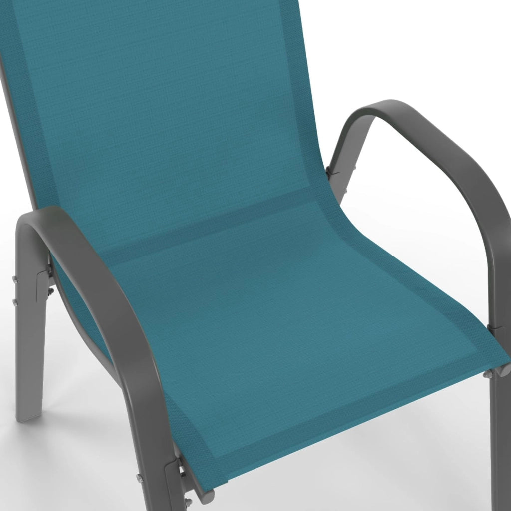Set di 6 sedie impilabili in metallo e textilene grigio, nero, blu LYMA
