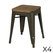 Set di 4 sgabelli in stile industriale in metallo, colore grigio - Collezione FACTORY.