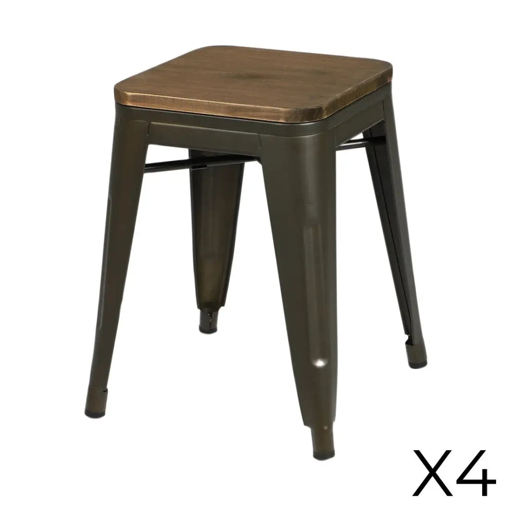 Set di 4 sgabelli in stile industriale in metallo, colore grigio - Collezione FACTORY.