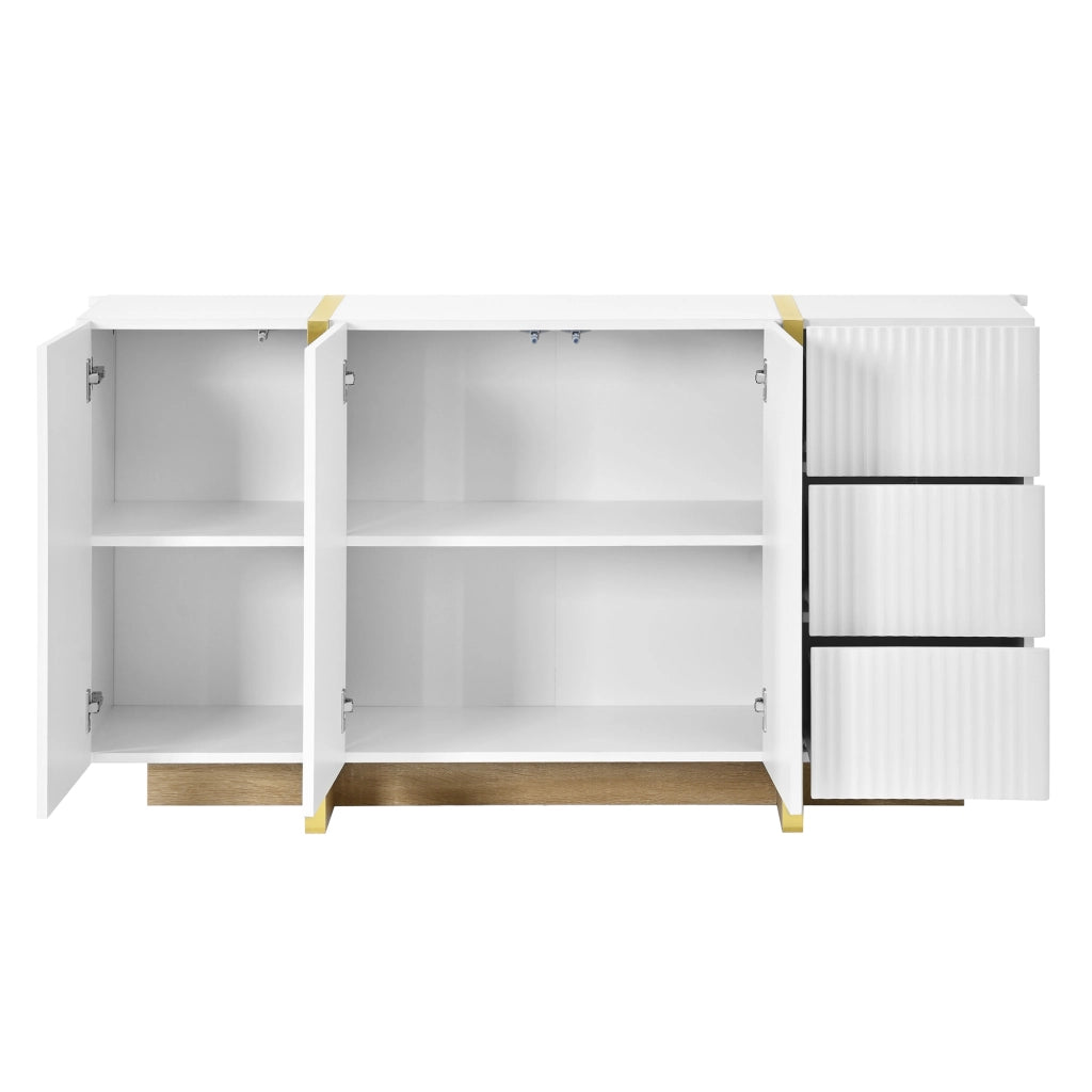 Madia con 3 ante e 3 cassetti; frontali rigati e cerniere ammortizzate; per ingresso o soggiorno; 140×36×75 cm