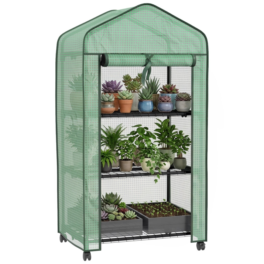 Serra da giardino con 3 ripiani ¨C zephmum ¨C verde 69x49x130 cm