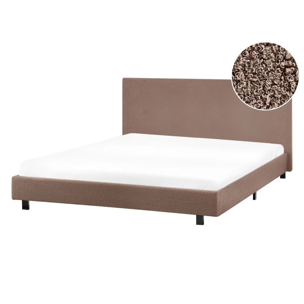Letto matrimoniale ad acqua in bouclé marrone 140 x 200 cm poggiatesta Design moderno