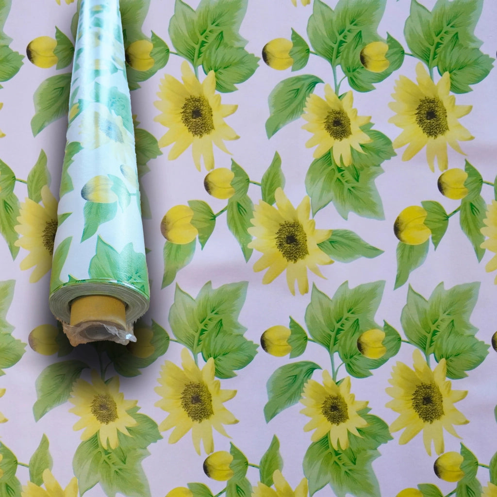 ***MEGA STOCK*** Rotolo da 20 metri (H140cm) di Tovaglia PVC telata cerata Per Casa, Sagre, Pizzerie GIRASOLI GIALLI