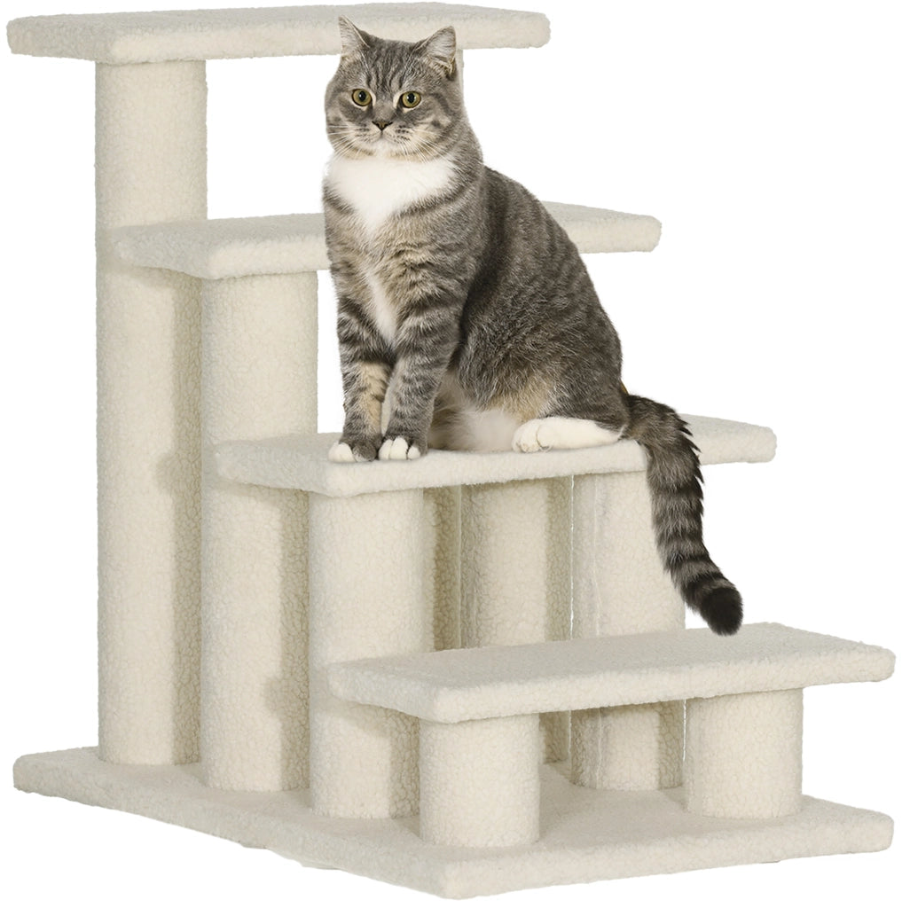 Scala a 4 gradini per animali con rivestimento in peluche