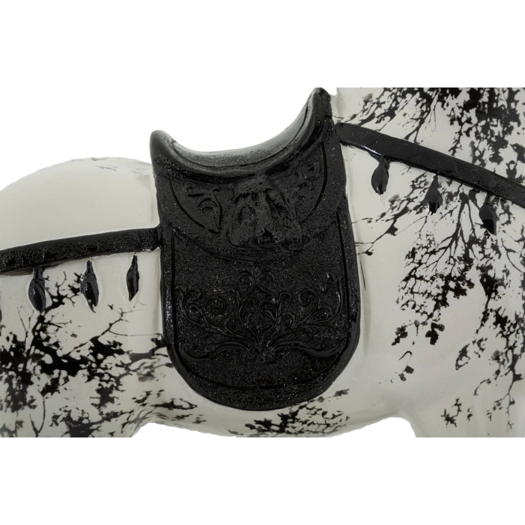 Scultura a forma di cavallo bicolore in poliresina L 31 × P 10,5 × H 34 cm