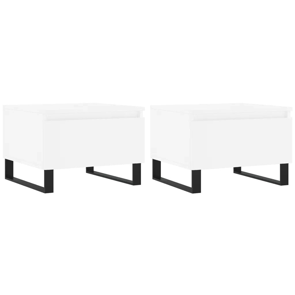 Tavolini da Salotto 2pz Bianchi 50x46x35cm in Legno Multistrato 830877