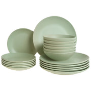 Set di 18 piatti in gres verde con finitura smaltata a mano per 6 persone cucina e sala da pranzo