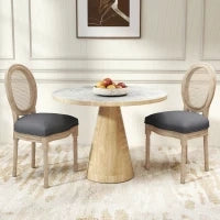 Set di 2 Sedie da Sala da Pranzo - Sedia da Salotto medaglione Stile Luigi XVI - Legno Massello scolpito, patinato