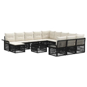 Set Divano da Giardino 13 pcs Nero e Bianco Crema polyrattan