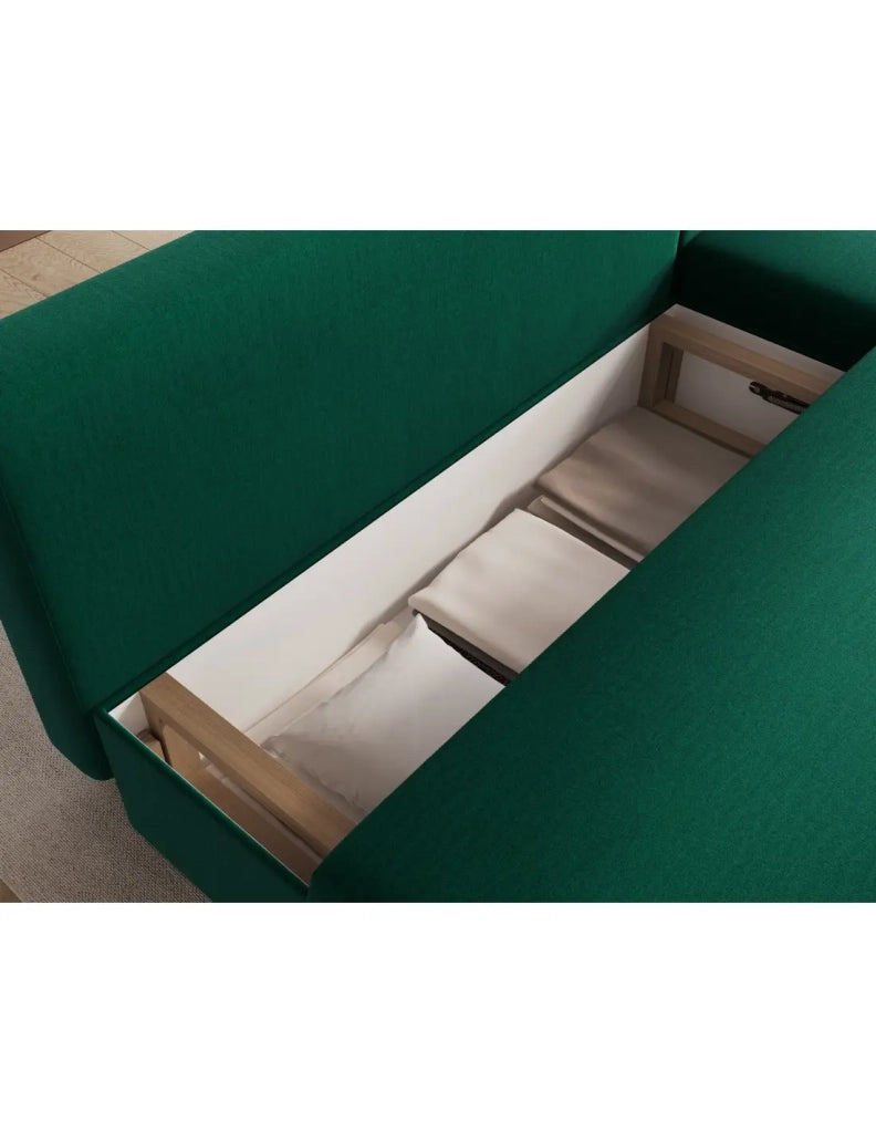Divano ad angolo Verde scuro 3 posti angolo universale 206x90x146cm GINA