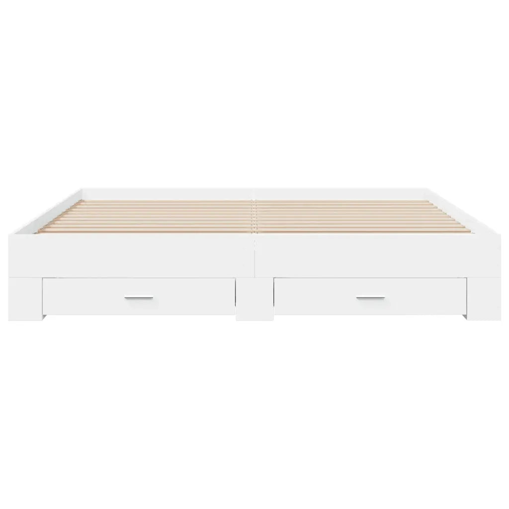 Giroletto con Cassetti Bianco 180x200 cm in Legno Multistrato 3280363