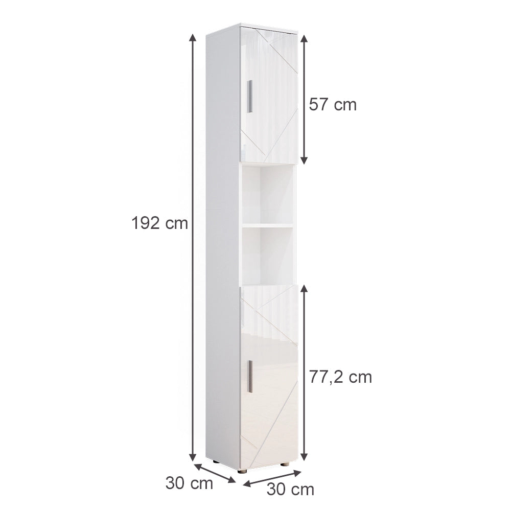 Mobile bagno alto Irma Bianco lucido 30 x 192 cm Vicco