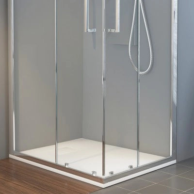 Box doccia angolare 80x80 cm doppio scorrevole in cristallo trasparente Ted