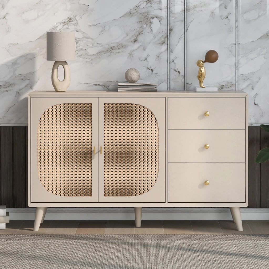 Credenza con 2 ante e 3 cassetti - per soggiorno e sala da pranzo - in truciolare - 120×40×82.5 cm - bianco