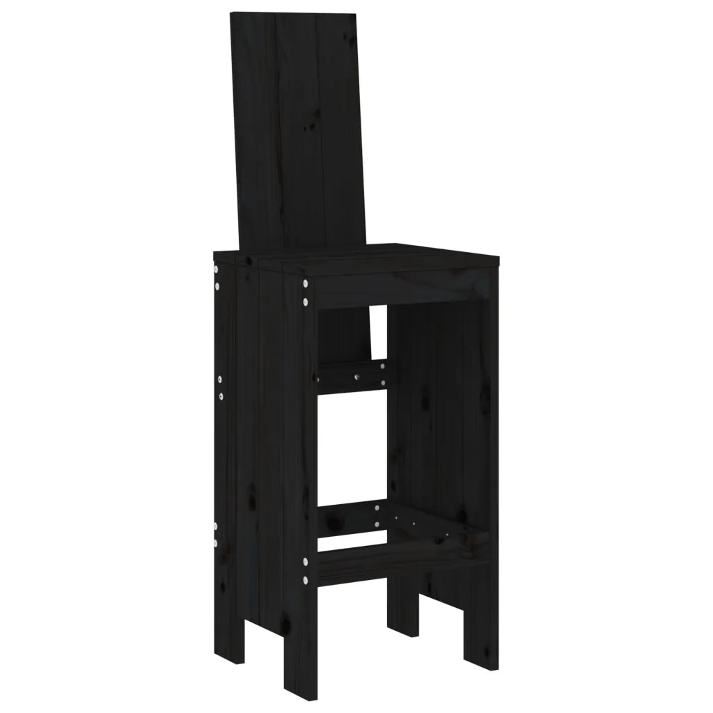 Set Bar da Giardino 3 pz Nero in Legno Massello di Pino 3157767