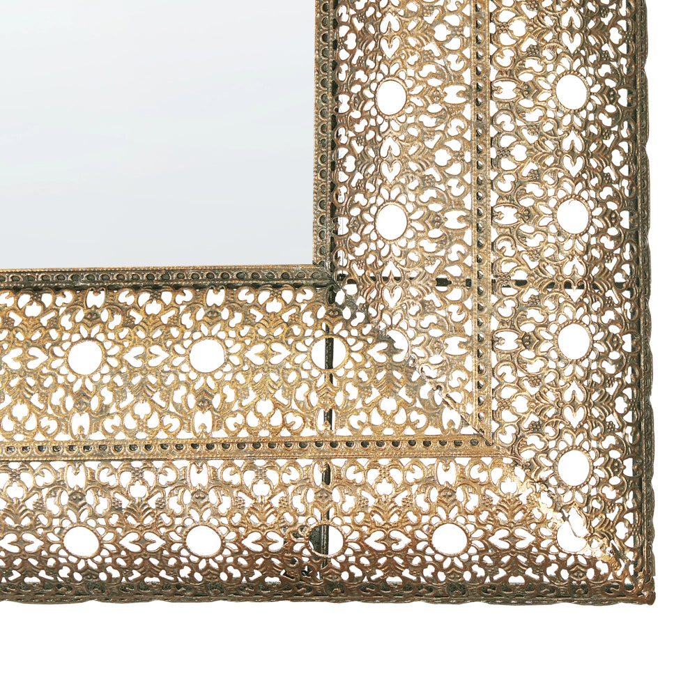 Specchio da Muro Rettangolare Cornice Dorata 69 x 90 cm Decorazione Medio Orientale