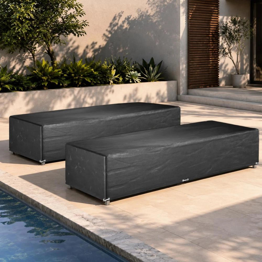 Sun Lounger Covers, 2 Pieces, 12 Eyelets, 205x75x40 Cm
