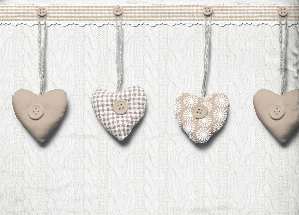 Copripiumino Sacco Piumone Pensieri Delicati Cotone Disegno Cuore Appeso - Matrimoniale - Beige