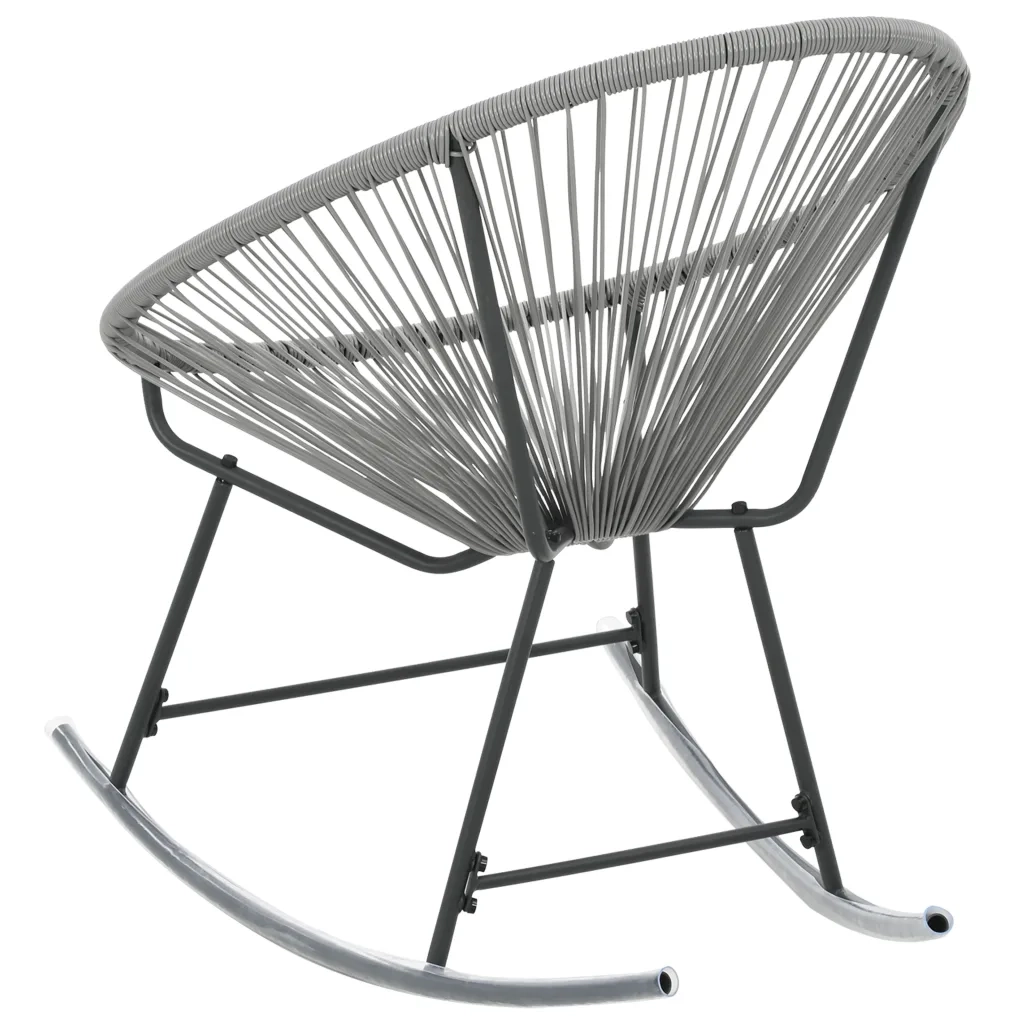 Sedia a Dondolo da Giardino | Sedie da Esterno Grigia in Polyrattan