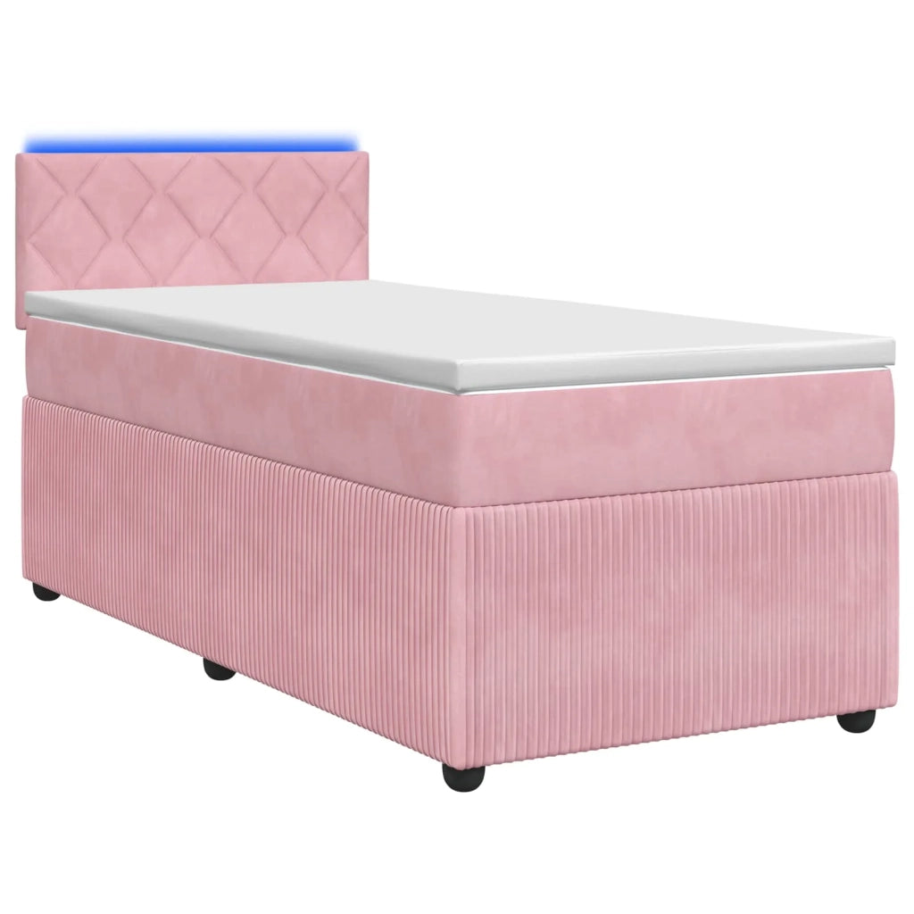 Letto box spring con materasso Rosa 100 x 200 cm Velluto 3453094