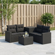 Set di divani 6 pz Nero Rattan sintetico e Acciaio 3447388