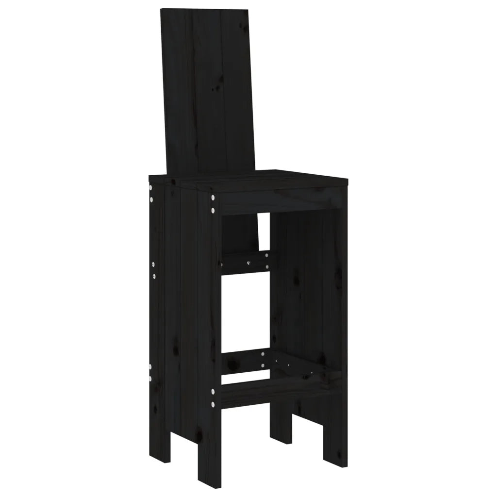 Sgabelli da Bar 2pz Neri 40x42x120 cm Legno Massello Pino 825356