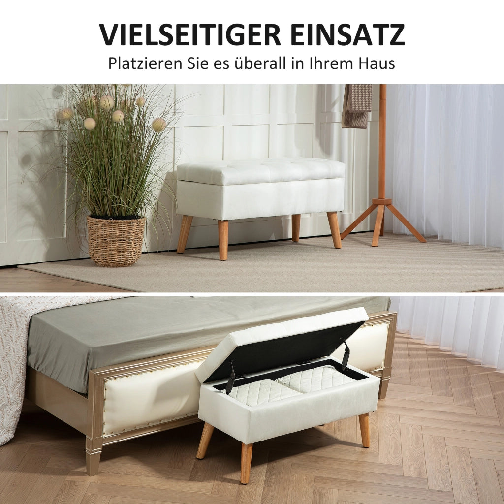 Divano letto imbottito con cassetti ¨C Zephmum ¨C Tessuto velluto bianco 80x35x42
