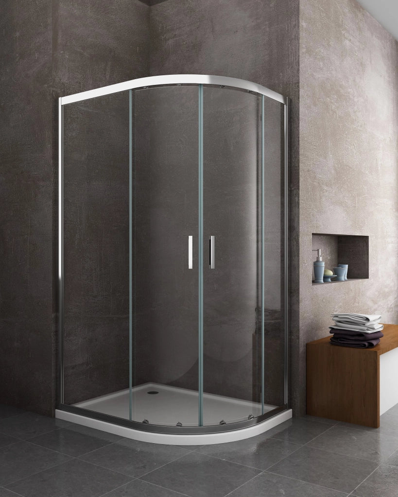 Box doccia 6 mm angolare curvo semicircolare profilo cromo reversibile H.190 80x120 sinistro piatto incluso
