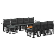 Set di divani da esterno 11 pcs Nero e Grigio scuro Poliestere