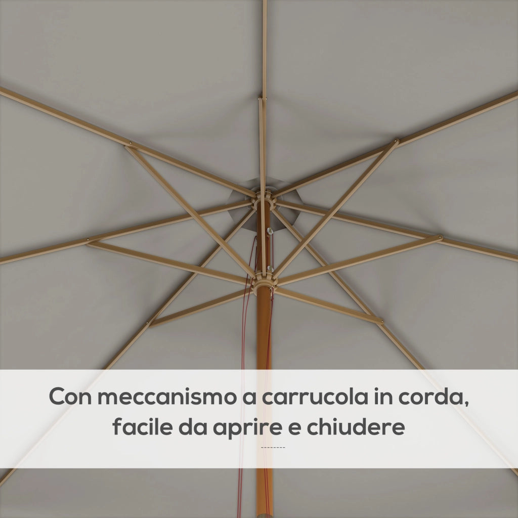 Ombrellone da Giardino ¨C zephmum ¨C Grigio, Bamb¨´ e Poliestere, ?325x250 cm