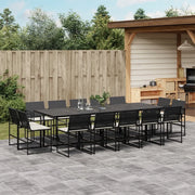 vidaXL Set da Pranzo da Giardino 15 pz con Cuscini Nero in Polyrattan