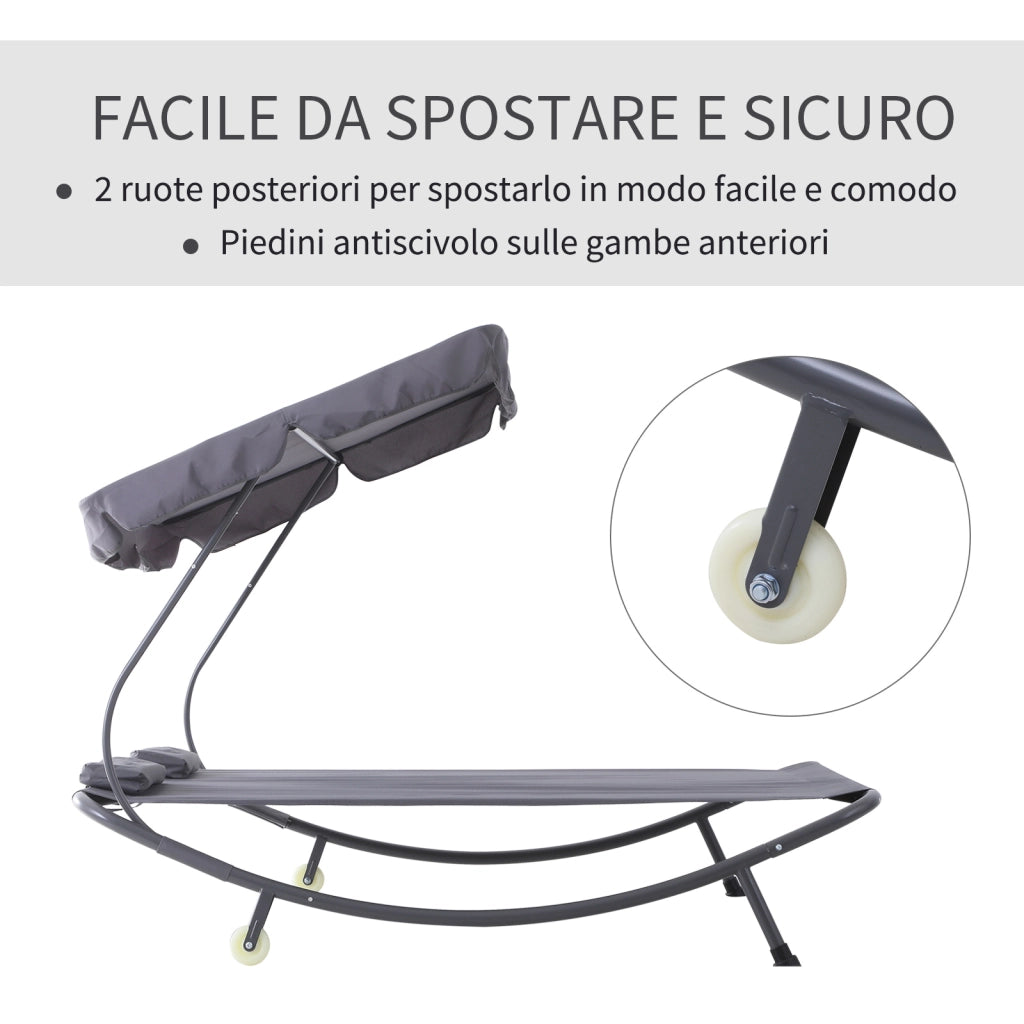EasyComfort Lettino Matrimoniale 2 Posti Parasole Regolabile da Esterno e Giardino 200x175x134cm Grigio