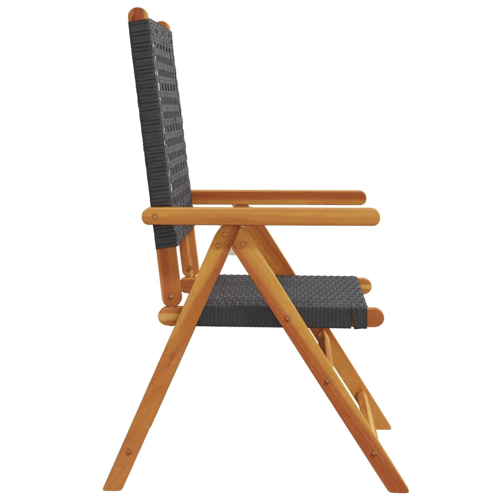 Sedie da Giardino 2 pz Nere Legno Massello Acacia e Polyrattan 367651
