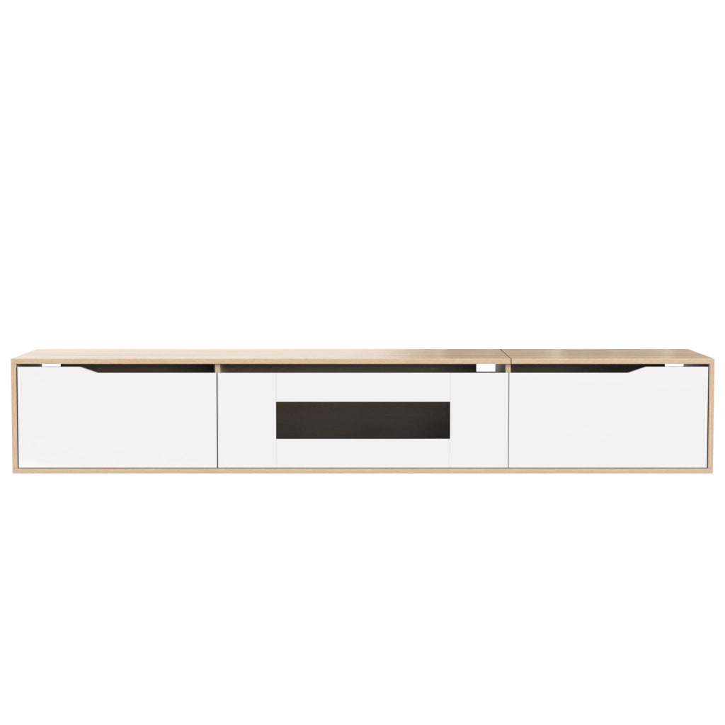 Mobile TV 180x35x30 cm; illuminazione LED a 16 colori; pannello truciolare; bianco