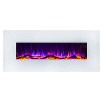 Camino Elettrico da Parete 55x128x14 cm Effetto Fiamma 1500W Madrid Led Bianco