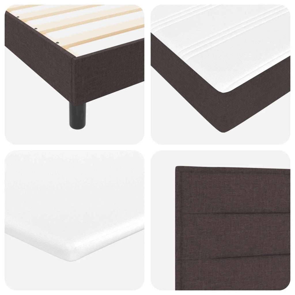 Letto a molle con testiera Marrone Scuro 200 x 140 cm Tessuto 3341044